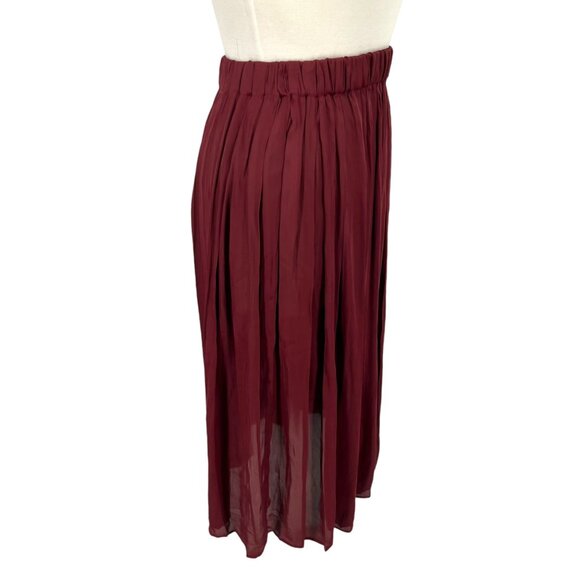 H&M Pleated Lightly Sheer Maxi Skirt Burgundy Wine Red Size 4 - Picture 3 of 7